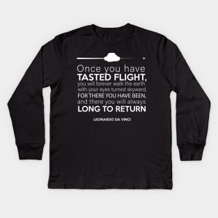 Leonardo Da Vinci aviation quote Kids Long Sleeve T-Shirt